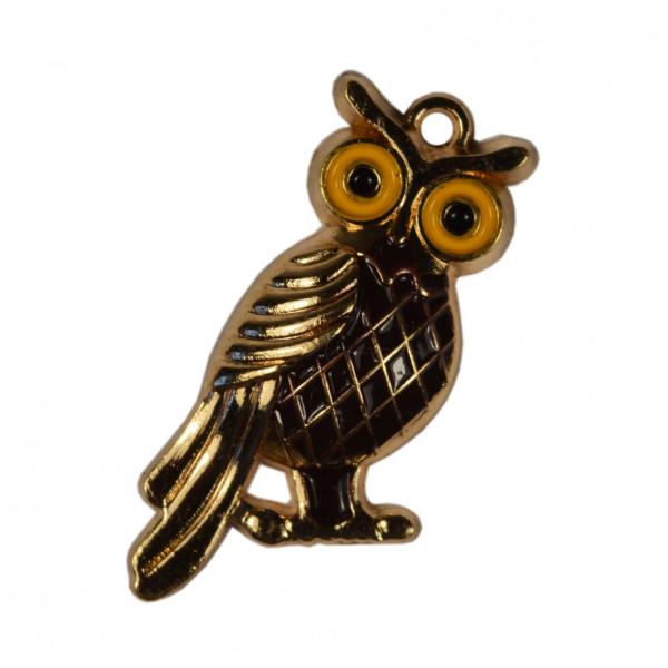 Украшение пришивное, сова, цвет золото+черный